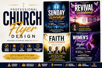 design professional church flyer, church event flyer, and church poster