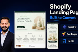 build a shopify landing page design with pagefly or replo