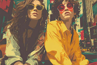 draw you illustration for album single cover retro city pop