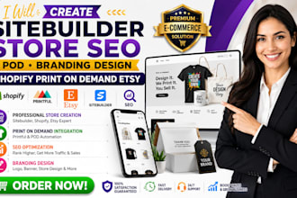 create sitebuilder store SEO pod branding design shopify print on demand etsy