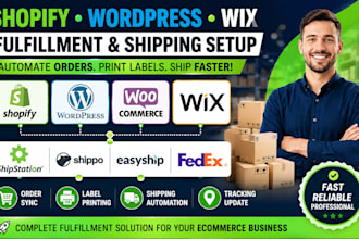 setup shopify wordpress wix orders fulfillment shipstation shippo easyship fedex