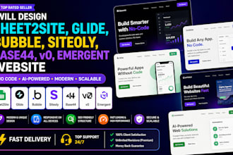 design sheet2site glide bubble siteoly base44 v0 emergent appgyver website