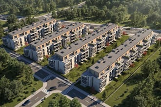 redefine 3d modern urban living,residential masterplan,building facade rendering