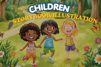amazon KDP children book illustration, children storybook and picture book art