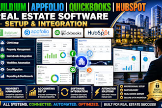 set up buildium appfolio quickbooks and hubspot for real estate