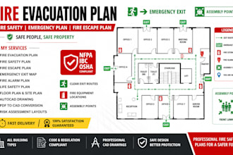 draw fire safety plan fire escape plan evacuation plan exit plan fire alarm plan