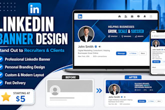 design a professional linkedin banner and personal branding kit