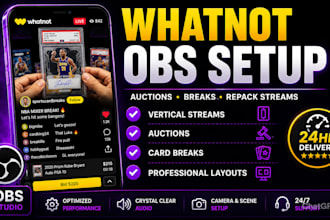 setup professional whatnot vertical stream with obs for auctions and card breaks