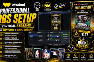 setup professional whatnot vertical stream with obs for auctions and card breaks