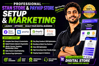 setup stan store digital product, stan store marketing, digital store, payhip