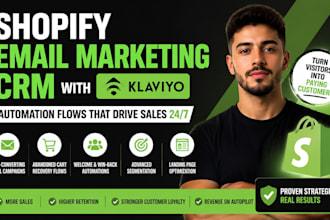do shopify email marketing CRM klaviyo campaigns  automation flows landing page