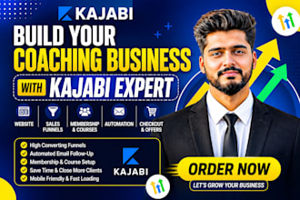 build kajabi coaching website, sales funnel, membership and automation