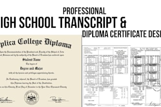design high school transcript, university transcript, diploma certificate, ged