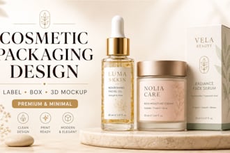 design premium cosmetic label and skincare packaging