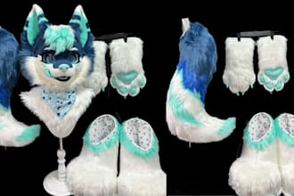 create a custom fursuit design and fursona reference sheet concept art for you