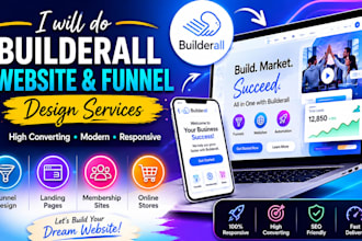 do builderall funnel websites design landing page membership store design