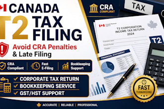 efile canada corporation tax return t2 and bookkeeping service