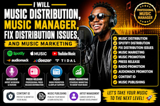 music distribution, music manager, fix distribution issues, and music marketting