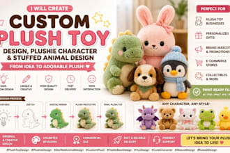 create custom plush toy design plushie character teddy and stuffed animal design