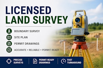 provide licensed land survey, boundary survey, site plan, and permit drawings