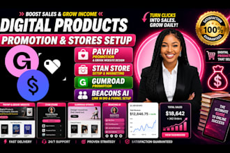 setup gumroad store, digital prodcts listing gumroad automation, shopify store