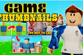 design a professional roblox game thumbnail, roblox icon, and game banner
