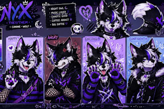 draw custom furry character, fursona design and furry oc illustration