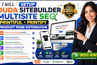 setup duda sitebuilder  multisite SEO printiful printify product page automation