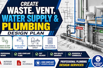 create waste, vent, water supply, and plumbing design plan