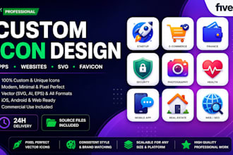 create professional custom icon design, favicon for mobile apps and websites