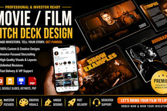 create a cinematic movie pitch deck, film funding presentation or TV series deck