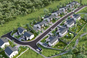 be landscape designer for site plan render, apartment complex cgi visual,terrain