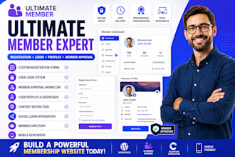 setup ultimate member registration login profile, member approval functionality