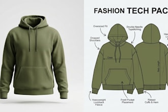 design professional apparel tech pack for custom clothing brand