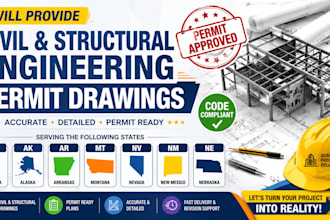 provide civil and structural engineering permit drawings in al ak ar mt nv nm ne