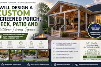 design a custom screened porch, deck, patio and outdoor living space