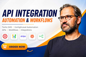 integrate rest API, setup twilio SMS, ghl automation, stripe API, n8n workflow