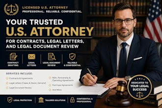 be your US attorney for contracts, legal letters and legal document review