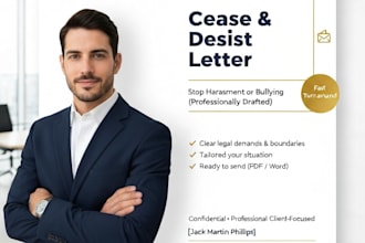 draft a US attorney cease and desist letter for harassment or bullying