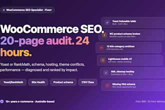 audit your woocommerce SEO and deliver 20 page action plan