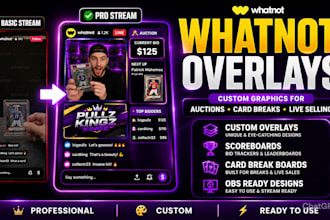 design custom whatnot overlays, scoreboards and stream graphics