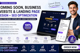 create coming soon website design business website landing page seo optimization