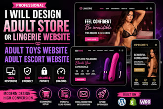design adult store, lingerie website, adult toys website or escort website