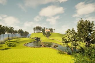 rezoning 3d golf resort,golf course terrain,city parks render,suburban landscape