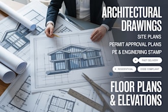 create architectural drawings, site plan, permit plans and stamped drawings
