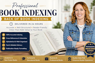 create a professional book index or back of book indexing in 24 hours