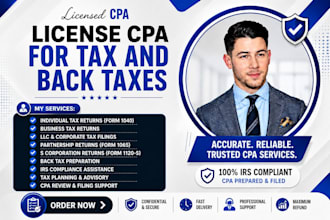 prepare, sign and file your tax returns and back taxes as a CPA