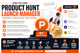hunt and launch your product on product hunt and rank you top 5