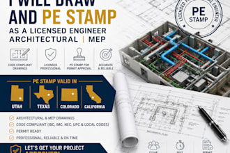 draw and pe stamp as a licensed engineer architectural mep utah texas colorado