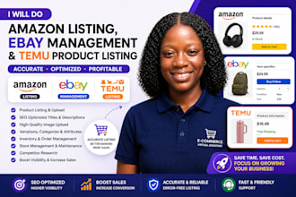 do amazon product listing or va, ebay management and temu product listing